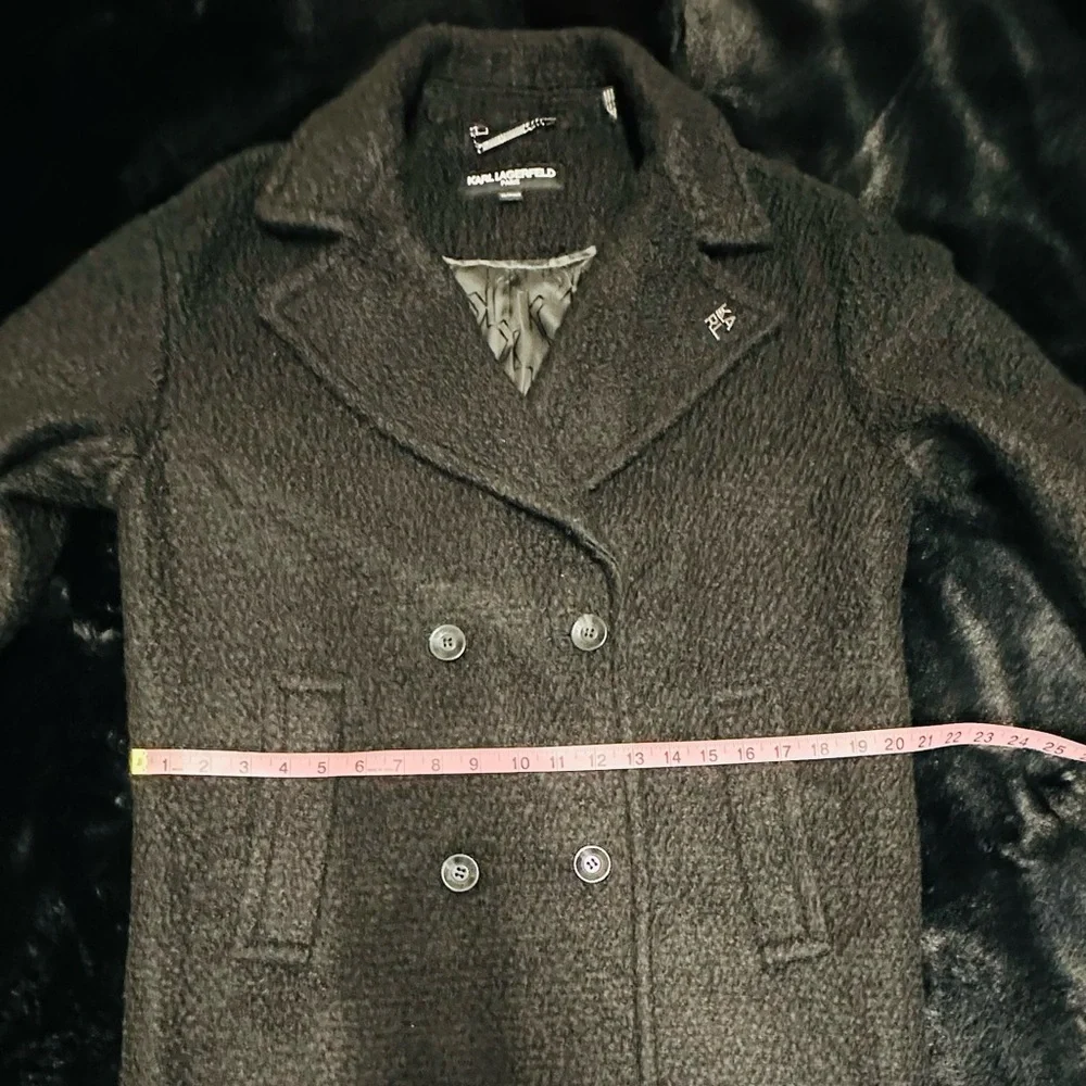 KARL LAGERFELD Black Long Double Breasted Coat
